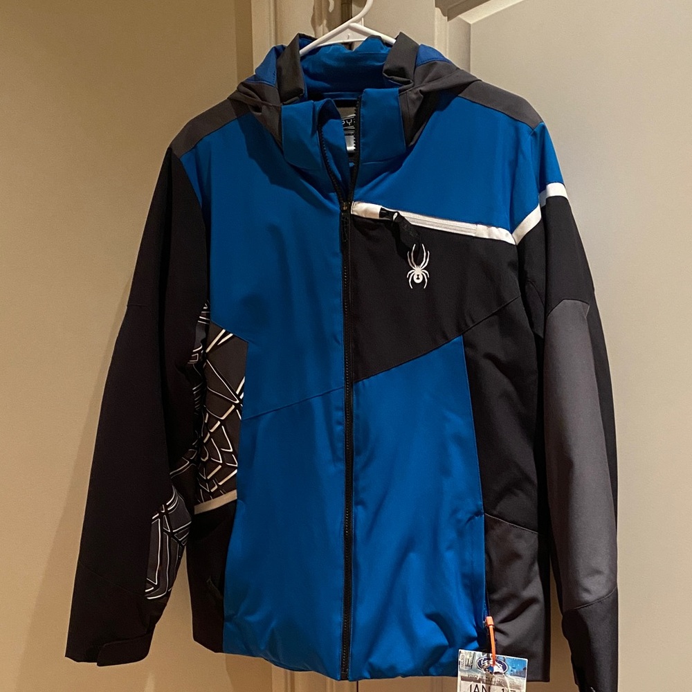 Spyder Men's Blue and Black Ski Jacket